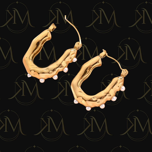 Chunk Gold Pearls Earrings