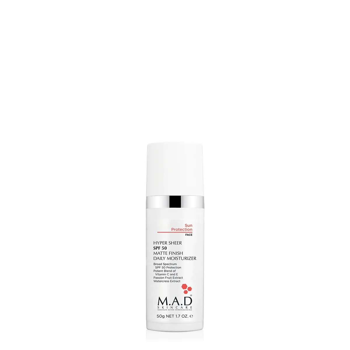 M.A.D Skin Care Hyper Sheer SPF 50 MATTE FINISH DAILY MOISTURIZER